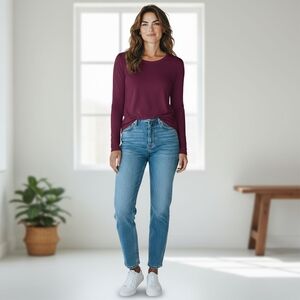J. Jill Women's Burgundy Long Sleeve Top